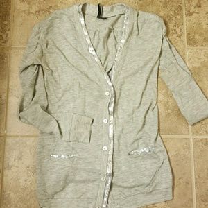 Gray Cardigan with Silver Sequin Trim (L)